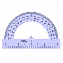 Транспортир пластиковый 180° 8см прозрачный корпус СТАММ ТР03