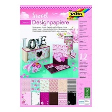 Бумага для скрапбукинга  А4 12л 150г/м2 с глиттером FOLIA Sweet (цена за 1 лист), 11249