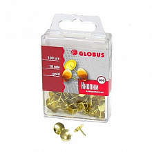 Кнопки канцелярские 10мм 100шт золото Globus, К10-100З