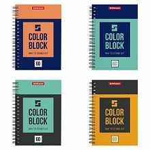 Блокнот А6 60л спираль клетка ассорти Color Block Erich Krause, 49679