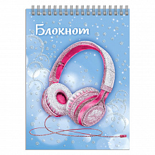 Блокнот А7 40л спираль клетка Наушники Феникс 57780