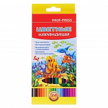 Карандаши пластиковые  24 цв. Морские обитатели Проф-Пресс 2М, КЦ-8381