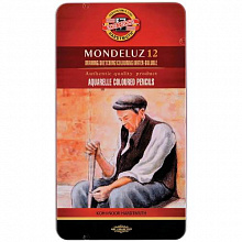 Карандаши акварельные 12 цв. металлический пенал Mondeluz Koh-I-Noor, 3722/12