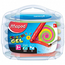 Мелки гелевые акварельные 6 цветов пластиковые смываемые MAPED Gel 836306