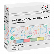Мел цветной 12шт средней твердости Гамма, 30320213