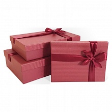 Коробка подарочная прямоугольная 20x15x5см алая с бантом Д10103П.220.3