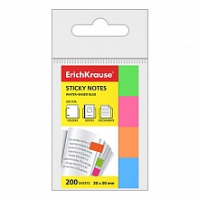 Закладки клейкие 50х20мм 4 цвета по 50л бумажные Erich Krause Neon, 34969