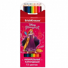 Карандаши акварельные 12 цв. Erich Krause DISNEY Принцессы, с кистью, 43146