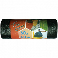 Пакет для мусора 60л рулон 50 штук 12мкм EcoClean 01657