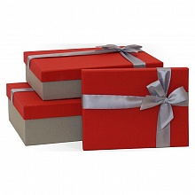 Коробка подарочная прямоугольная 25x17x6см красная-серая Д10103П.135.2