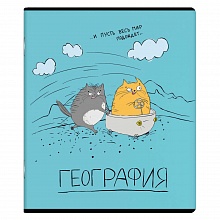 Тетрадь предметная География 48л клетка Любознательные коты Феникс, 60464