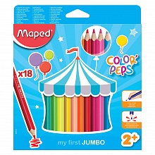 Карандаши  18 цв трехгранные ударопрочные утолщенные MAPED Jumbo 834012