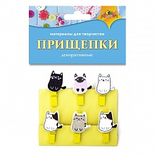 Декоративный элемент Прищепка 6шт Забавные кошки КТС-ПРО, С3574-18