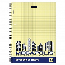 Тетрадь спираль 80л А4 клетка Yellow Concept Megapolis Erich Krause, 49804