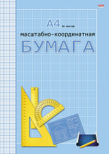 Бумага масштабно-координатная А4 16л синяя в папке Проф-Пресс, 16-3150