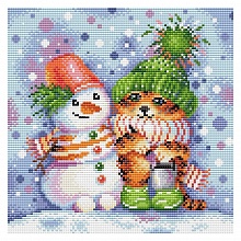 Мозаика алмазная 27х27см Полосатая зима BrilliArt, МС-098