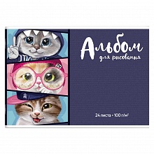 Альбом для рисования А4 24л скоба Коты Феникс, 64691