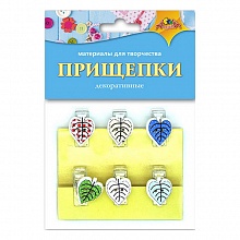 Декоративный элемент Прищепка 6шт Яркие листочки КТС-ПРО, С3574-08
