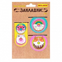 Закладка магнитная 3 штуки Пончики MILAND МЗ-3629