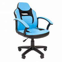 Кресло детское Chairman Kids 110 черное тканевое покрытие + экокожа голубая 7049366