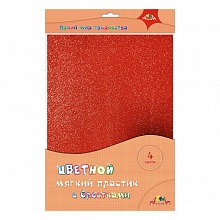 Фоамиран 4л 4цв А4 с блестками КТС-ПРО, С3541-01