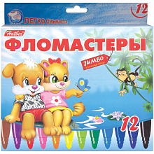 Фломастеры утолщенные 12 цветов Hatber Пушистики BFk_12231
