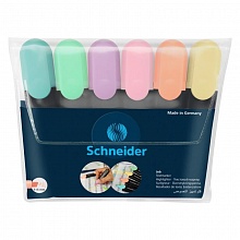 Набор текстовыделителей 6цв пастельные цвета прозрачный чехол Schneider JOB, 115097