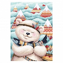 Мозаика алмазная 27х38см Мишка с рыбкой BrilliArt, МС-051