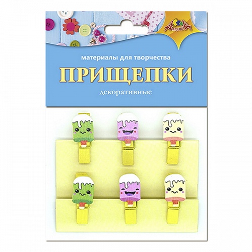 Декоративный элемент Прищепка 6шт Мороженое КТС-ПРО, С3574-01 Декоративный элемент Прищепка 6шт Мороженое КТС-ПРО, С3574-01