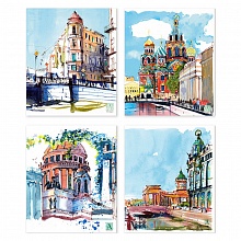 Тетрадь  48л клетка ассорти Питерские скетчи Полином, 3018