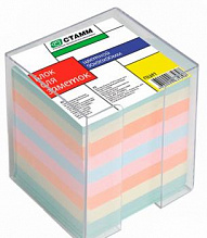 Блок для записи 9х9х9см цветной, пластиковый бокс Стамм, ПЦ41-43