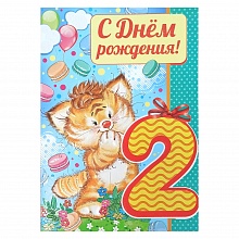 Открытка А4 С днем рождения  2 года 13.626.00 ИП