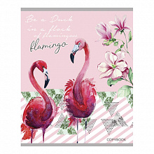 Тетрадь  48л клетка Фламинго и цветы Проф-Пресс, 48-5653