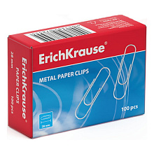 Скрепки 28мм 100шт оцинкованные Erich Krause, 7855