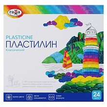 Пластилин 24 цв Классический 480г + стек Гамма, 281036