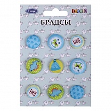 Брадсы для скрапбукинга 9шт Baby голубой ткань Decola, 3511