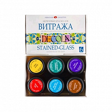 Краски акриловые для витража 6 цветов 20мл Decola 42411064