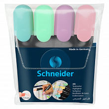 Набор текстовыделителей  4цв пастельные цвета прозрачный чехол Schneider JOB, 115098