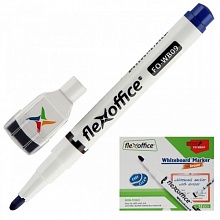 Маркер по доске 2,5мм синий круглый с губкой FlexOffice FO-WB09 Blue