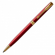 Ручка шариковая поворотный механизм 1мм черный стержень PARKER SONNET Core Slim LaqRed GT M 1931477/K439