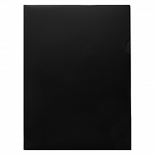 Папка-угол А4 пластик 0,18мм черный DeLuxe Бюрократ DLCBLCK