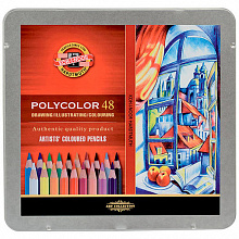 Карандаши художественные 48 цв металлический пенал Polycolor Koh-I-Noor, 3826/48