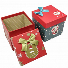 Коробка подарочная куб 11,5х11,5х11,5см с атласным бантом Merry Christmas OMG 720300-272