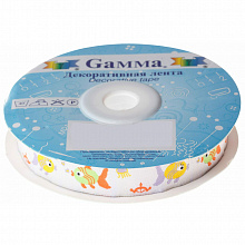 Лента жаккардовая 16мм х 10м желтый/зеленый цвет Gamma (цена за 1 метр), TJR-72