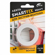 Клейкая лента двусторонняя монтажная прозрачная 19ммх1,5м W-con SmartFix HEAVY SFV1915T
