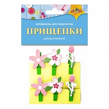 Декоративный элемент Прищепка 6шт Цветочки КТС-ПРО, С3574-12
