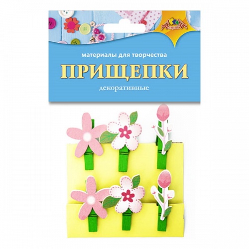 Декоративный элемент Прищепка 6шт Цветочки КТС-ПРО, С3574-12 Декоративный элемент Прищепка 6шт Цветочки КТС-ПРО, С3574-12