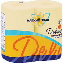 Бумага туалетная Мягкий знак Deluxe двухслойная 4 рулона желтая C44,0568