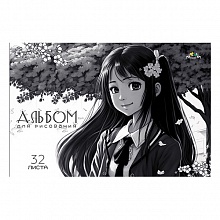 Альбом для рисования А4 32л скоба Черно-белое аниме КТС-ПРО, С0226-61