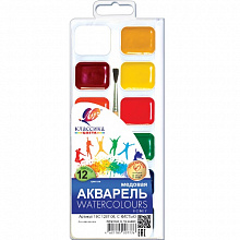 Краски акварельные медовые 12 цветов с кистью Классика Луч, 19с1287-08